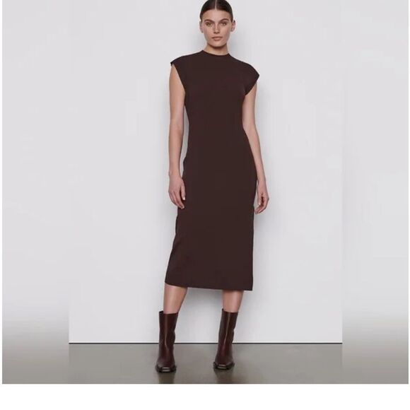 Frame Le Muscle Maxi Dress Sleeveless Slit Organic Cotton Size M - Picture 1 of 6